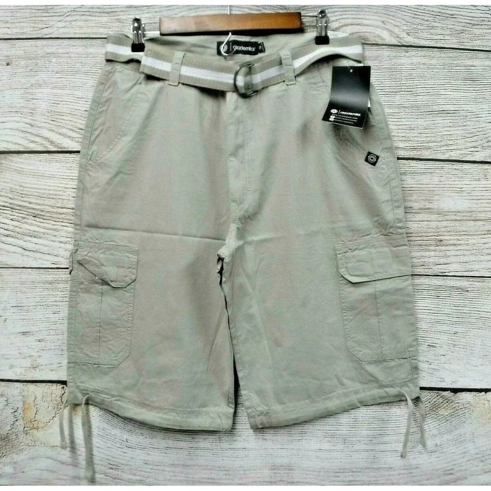 Akademiks Shorts Mens Size 33 Quicksand Belted Messenger Cargo New Mis Tag